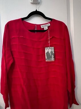 Expressions Red Layered Chiffon Blouse